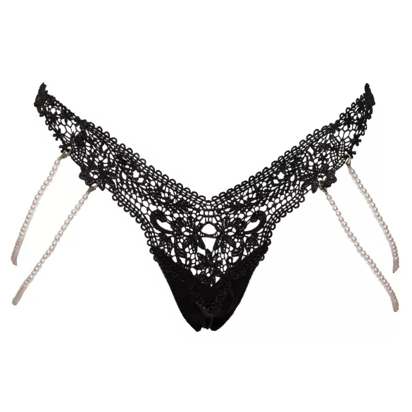Cottelli - lyxig broderad pärltrosa (svart) - M/L