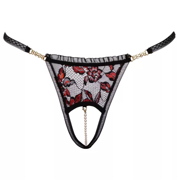 Cottelli - stringtrosa med ros och pärlor - svart - M/L