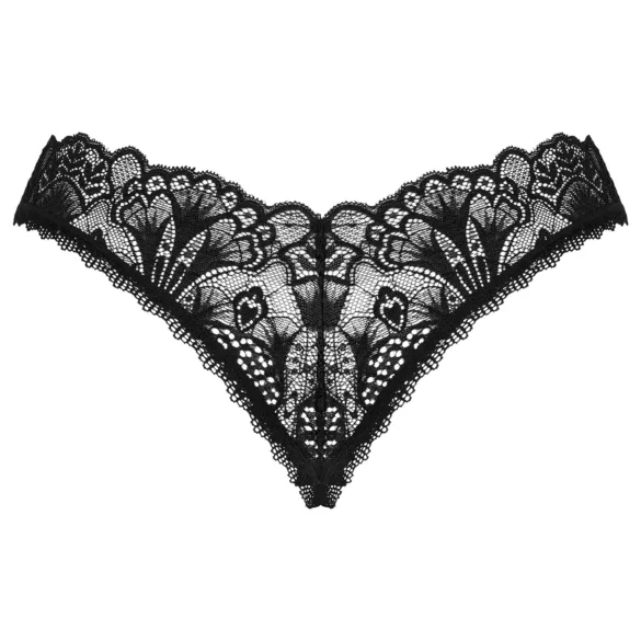 Obsessive Donna Dream - stringtrosa med spets och öppning - svart