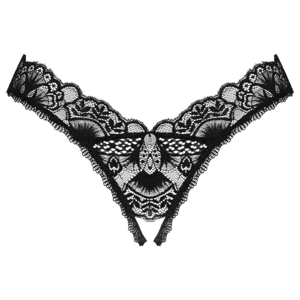 Obsessive Donna Dream - stringtrosa med spets och öppning - svart - M/L