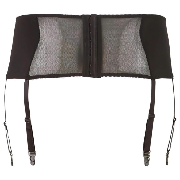 Cottelli Plus Size - strumpebandshållare med spets och snörning - svart