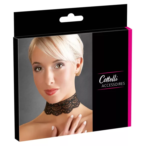 Cottelli - konstläderspets halsband BDSM kostymtillbehör