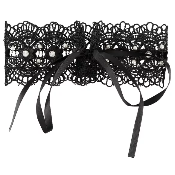 Cottelli - halsband med pärlor och strass - spets - svart