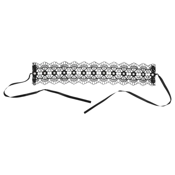 Cottelli - halsband med pärlor och strass - spets - svart
