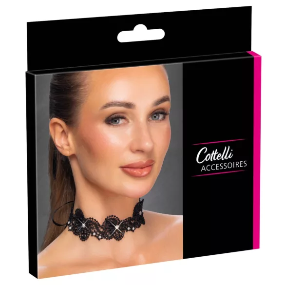 Cottelli - halsband spets pärlor - svart