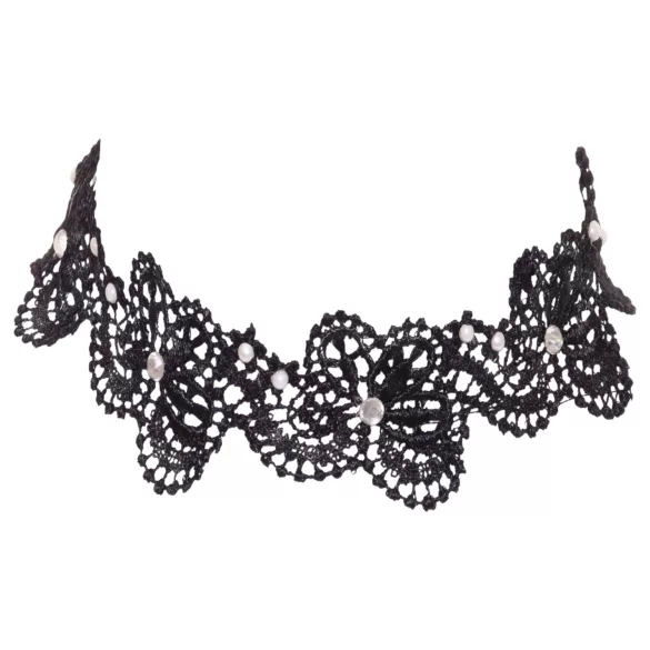 Cottelli - halsband spets pärlor - svart