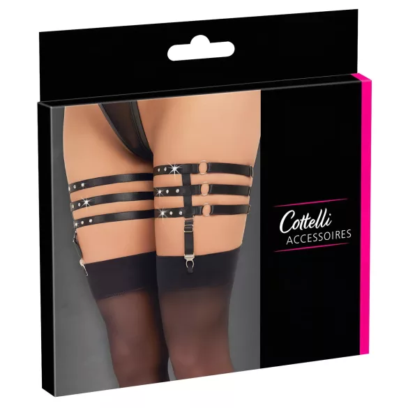 Cottelli - strumpebandshållare i läderlook - svart - L/XL