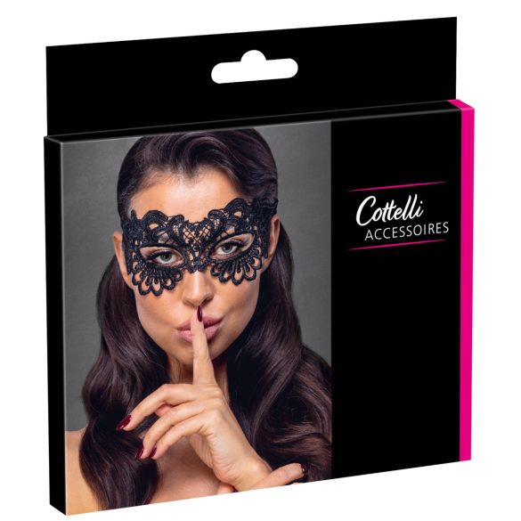 Cottelli - dekorativ broderad spetsmask (svart)