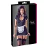 Cottelli - höflickdräkt med strumpeband - svart/vit - XL
