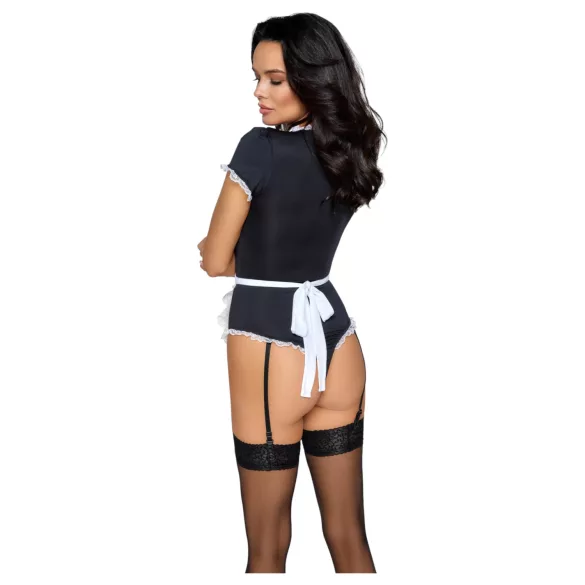 Cottelli - servitris-body med förkläde (svart) - M