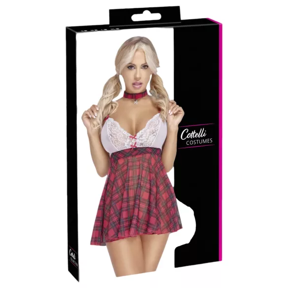 Cottelli - skolflicka kostym - röd/vit - utklädnad - XL