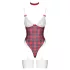 Cottelli - body set - rutigt mönster - röd - L