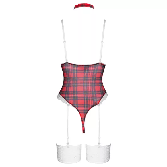 Cottelli - body set - rutigt mönster - röd - L
