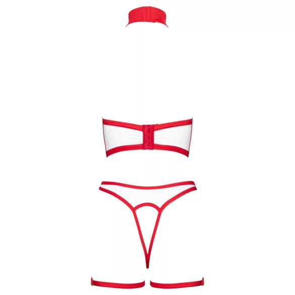 Cottelli - Öppen sjuksköterskedräktsset (vit-röd) - L