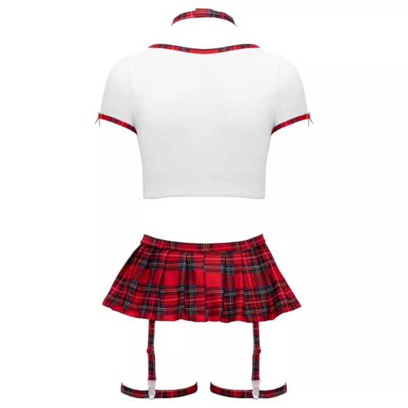 Cottelli - skolflicka kostymset (röd-vit) - M