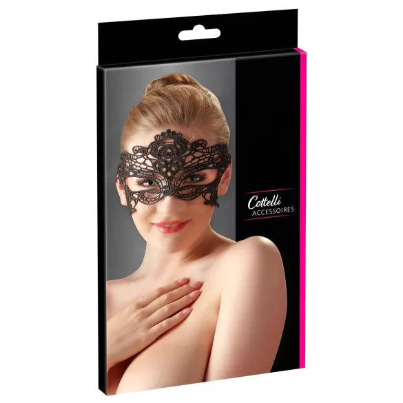 Cottelli - ögonmask med broderad spetslook - svart