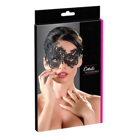 Cottelli - Broderad asymmetrisk mask (svart)
