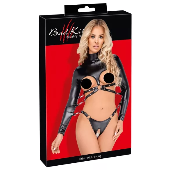 Bad Kitty - Öppen BH & bondage set (svart)