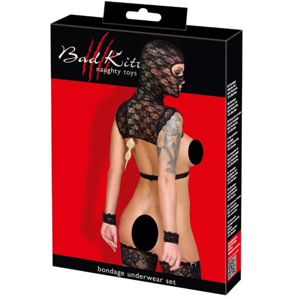 Bad Kitty - spets-BDSM-set (svart) - M