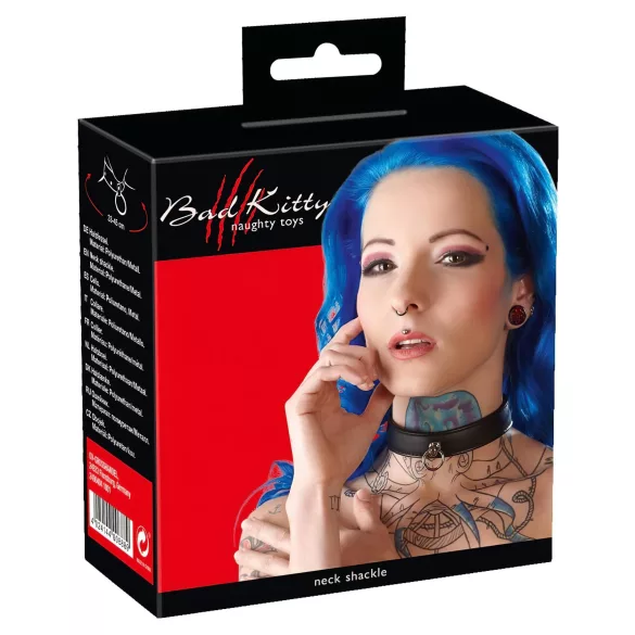 Bad Kitty - halsband - justerbart läder svart