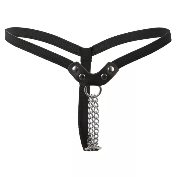 Fetish - stringtrosa med nitar och kedjor - svart S-L