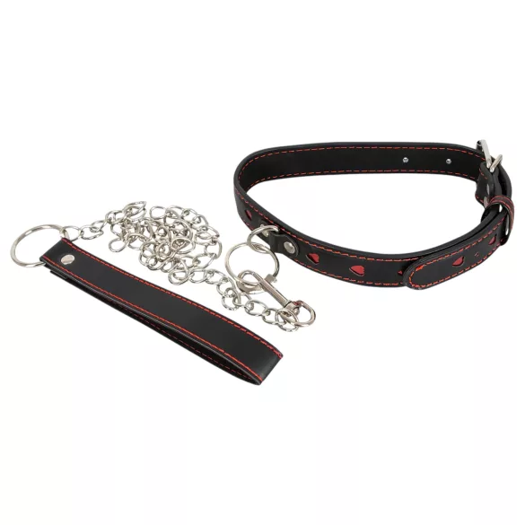 Bad Kitty - halsband med hjärta och metallkoppel - svart