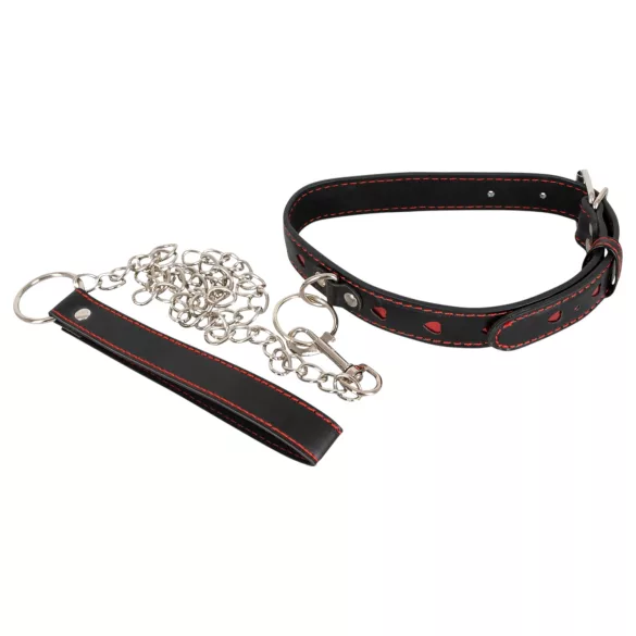 Bad Kitty - halsband med hjärta och metallkoppel - svart