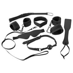   Bad Kitty - bondage set med kardborre - konstläder svart 8 delar
