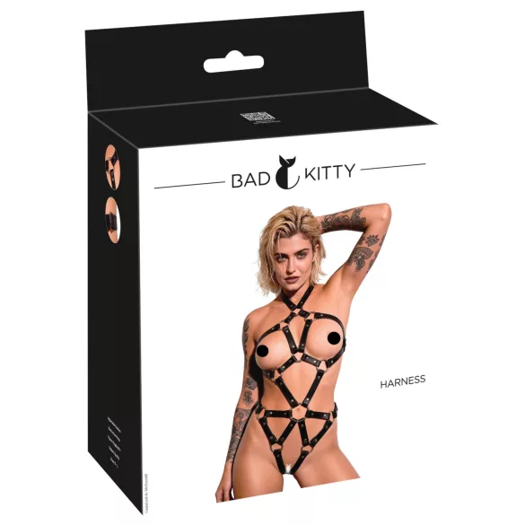 Bad Kitty - axelbandsbody med öppen behå (svart) - S-L