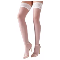 Cottelli - Stay-ups strumpor satinvit - vit - 2/M