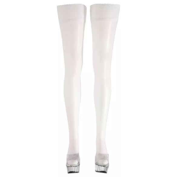 Cottelli - Stay-ups strumpor satinvit - vit - 2/M