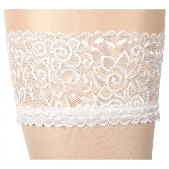 Cottelli - Stay-ups strumpor satinvit - vit - 2/M