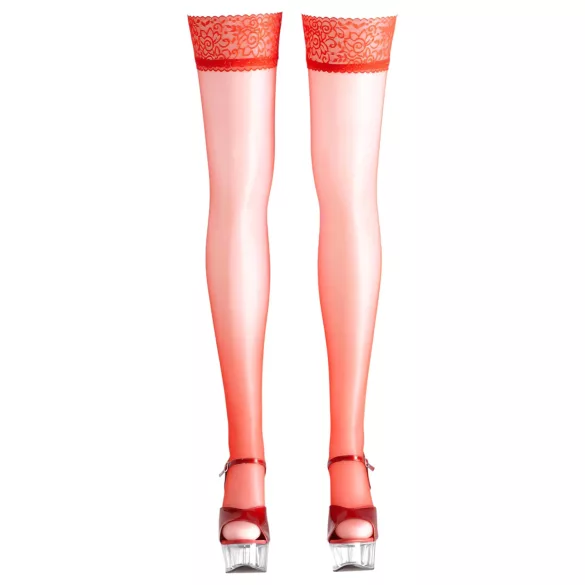 Cottelli - Stay-ups - Satinlook - Röd - 2/M