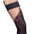 Cottelli - broderade stay-ups med dubbel effekt (svart) - 3