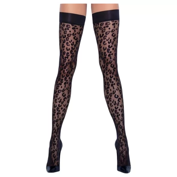 Cottelli Legwear - stay ups leopardmönster svart - 4