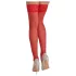 Cottelli - stay ups spets blommig röd - 3/M-L