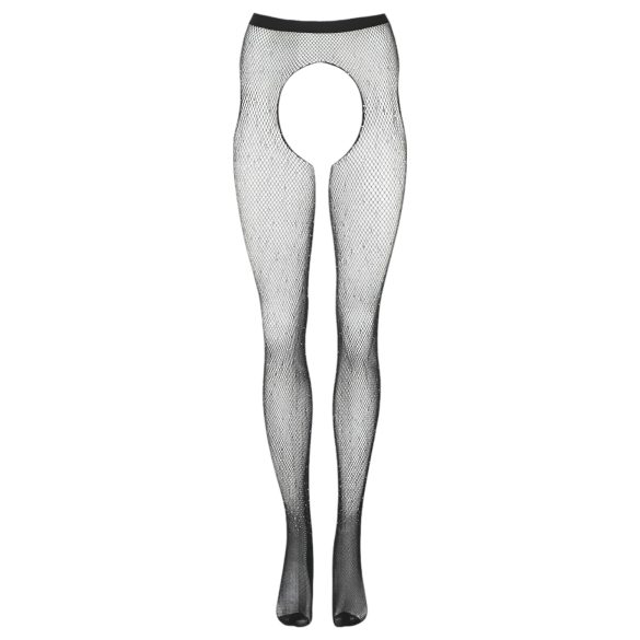 Cottelli Legwear - öppna glansiga strumpbyxor - svart S-L
