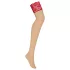 Obsessive - stay-up strumpor med spets - röd/natur - L/XL