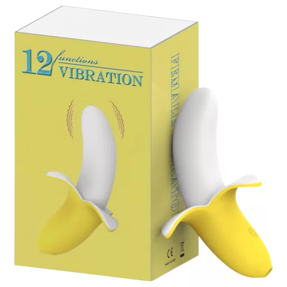 Lonely - uppladdningsbar vibrator - vattentät bananformad - gul/vit