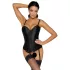 Cottelli Party - satinbustier med strumpeband - svart - L