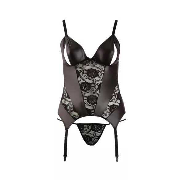 Cottelli - damtop plus size - blommigt mönster - svart - XXXL