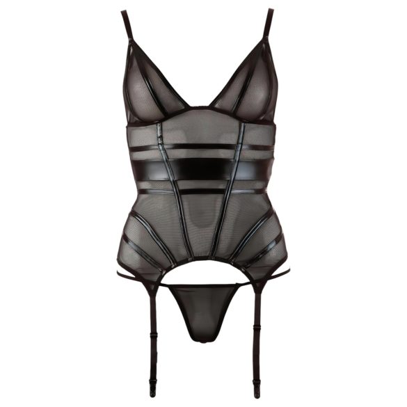 Cottelli - transparent topp - glansiga ränder - svart - L