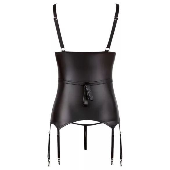 Cottelli Bondage - glansig push-up‑topp med handbojor (svart) - XL
