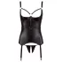 Cottelli Bondage - glansig push-up‑topp med handbojor (svart) - XL