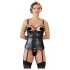 Cottelli Bondage - glansig push-up‑topp med handbojor (svart) - XL