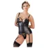 Cottelli Bondage - glansig push-up‑topp med handbojor (svart) - XL