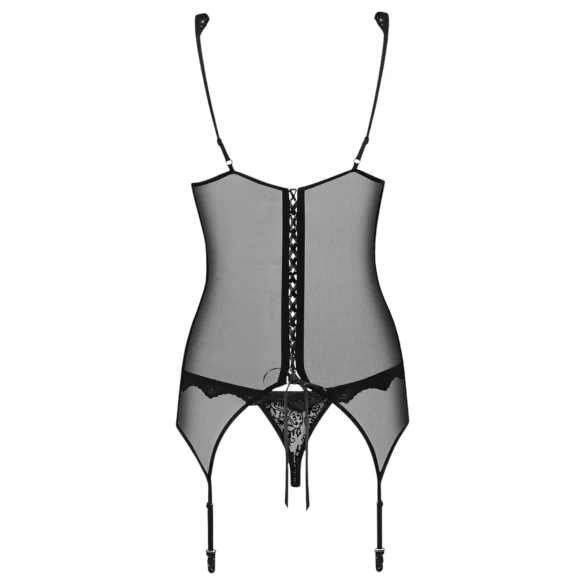 Obsessive - set med broderad topp och stringtrosa - svart