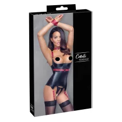Cottelli Bondage - Push up topp med krage - glänsande svart