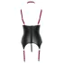 Cottelli Bondage - Push up topp med krage - glänsande svart - M