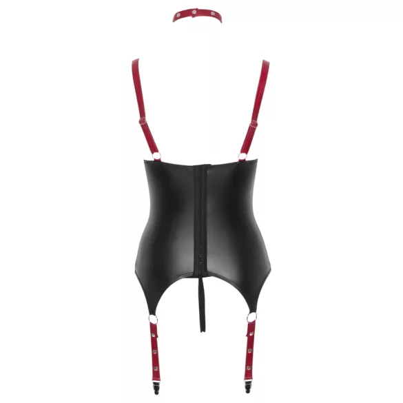 Cottelli Bondage - Push up topp med krage - glänsande svart - XL